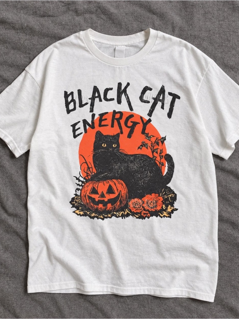 Black Cat Energy Gildan White Graphic Tee